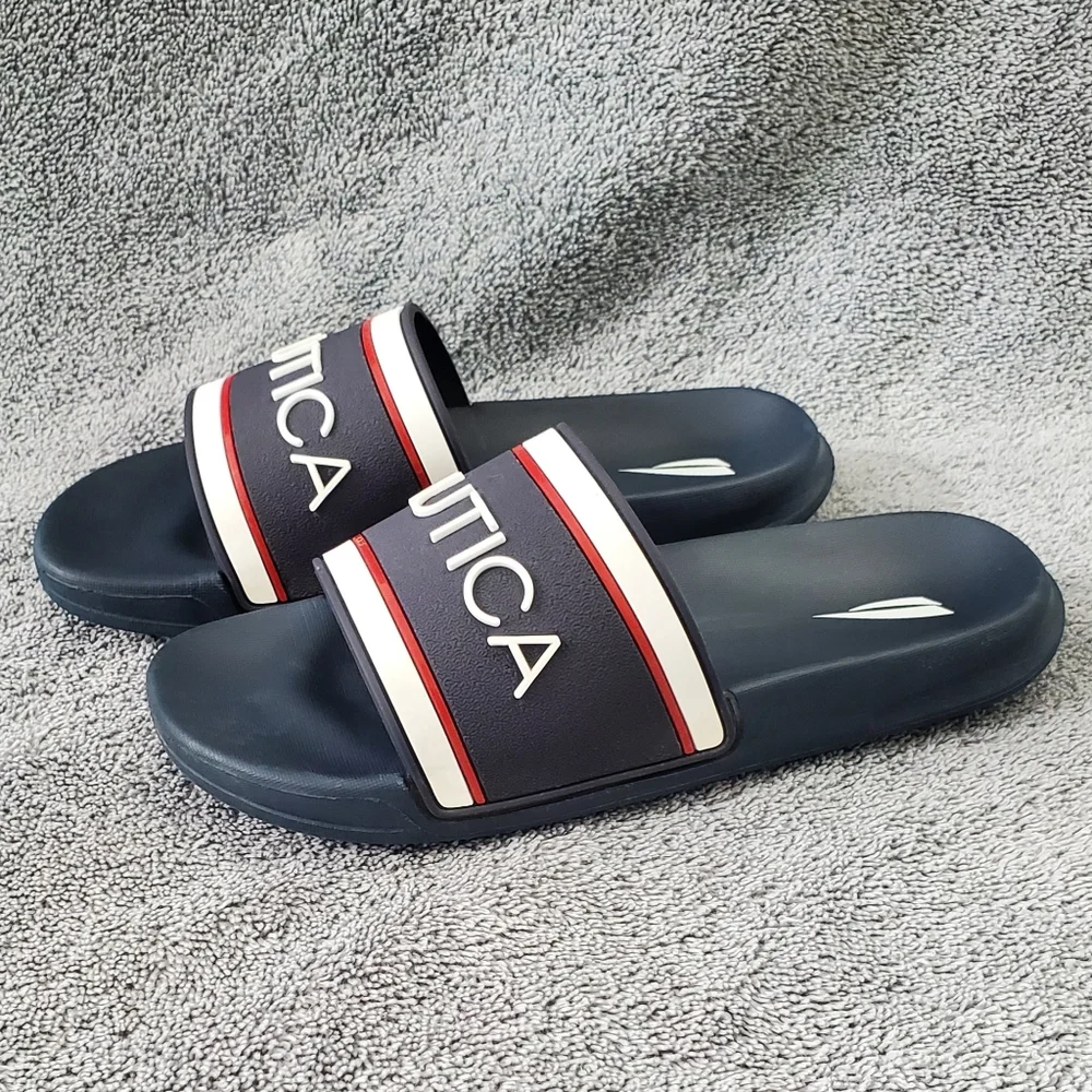 Nautica Kids Youth Athletic Slide Rubber Slip-on Sandals Navy Blue Size 1